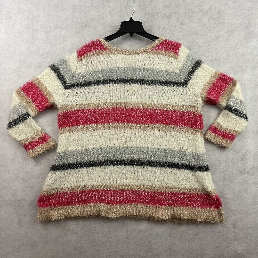 Lane Bryant Sweater Womens Sz 22/24 Stiped Multicolor Pullover Long Sleeve Tie - Picture 7 of 15
